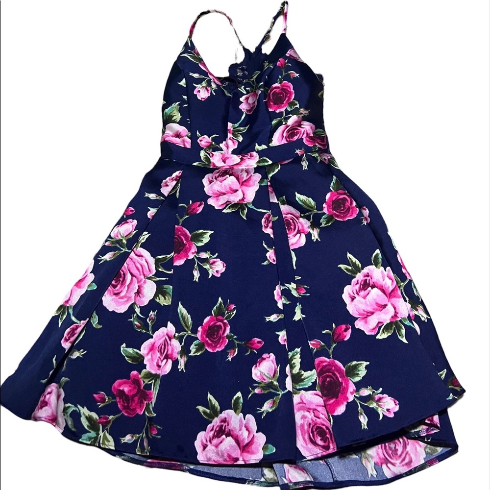 Blue Floral Dress W/ Pockets